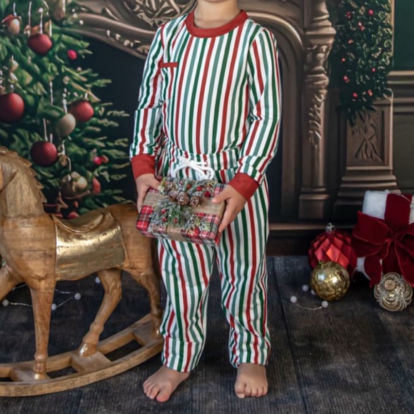 Matilda Jane Other - Matilda Jane Red and Green Striped Kids Pajamas